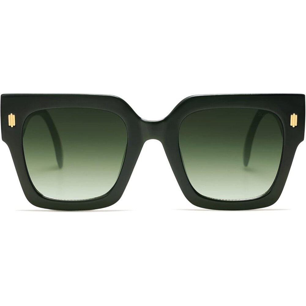 Women's Green Luxury Large Vintage Oversized Square Eyes Protecting Sunglasses